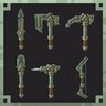 Animated Floating Metal Tools & Weapon Set