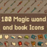 MAGIC WAND AND BOOK ICON PACK